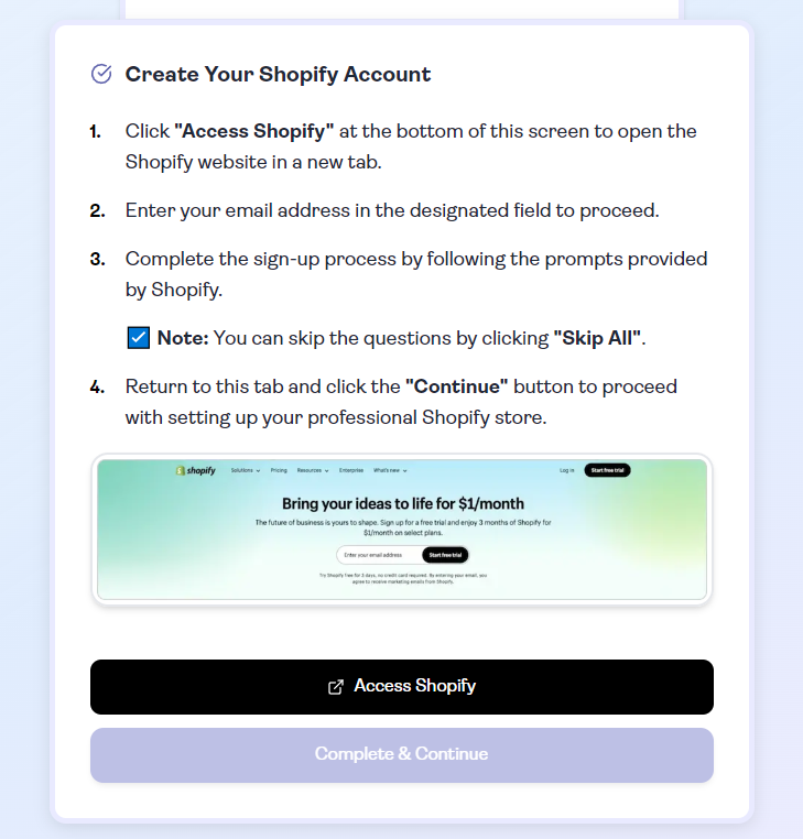 Storelauncher get your free ai built shopify store in 5 minutes
